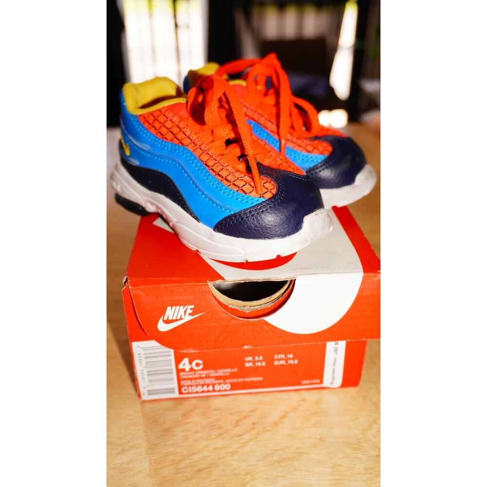 Nike Air Max 95 Toddler Size 4C Bright Crimson Amarillo Blue Kids Shoes - Picture 10 of 16